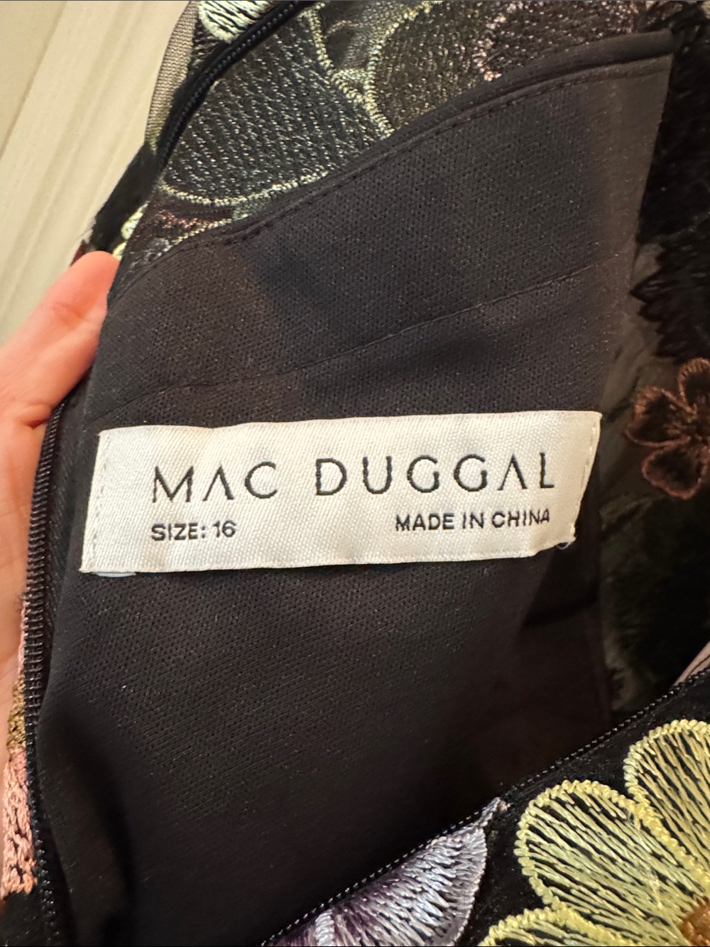 Mac Duggal 68462 Multicolor Floral Embroidered A-Line Midi Dress Size 16 NWOT - Picture 9 of 9